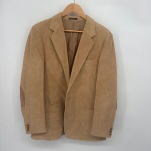 VTG Jaguar Corduroy Blazer‎ Jacket L 42 Tan Brown Elbow Patch Vintage Retro